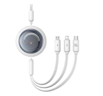 3 az 1-ben Baseus Free2Draw USB-M+L+C 100W kábel, 1,1 m (fehér)