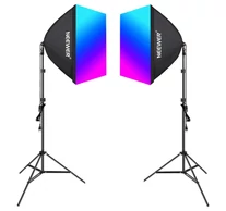 Neewer NK800 készlet két softbox + izzók RGB 24W 2700-6500K + állványok + pajzsok
