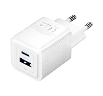 Wall charger, Vention, FEQW0-EU,  USB-C + USB- A,  30W/30W , GaN (white)
