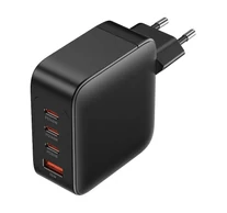Fali töltő, Vention, FEIB0-EU, 3xUSB-C, USB- A, 140W/140W/30W/18W, GaN (czarna)