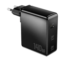 Wall charger, Essager, ECT2CA-MQB01-Z, 2xUSB-C, USB-A, 140W (black)