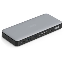 11-portos USB-C dokkoló állomás, max. 4K/60Hz HDR-rel, HDMI, DP, max. 3 monitor (MST), USB-C 3.2 Gen 2, Gigabit Ethernet, SD/Micro SD, Audio, DC 150W