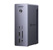 UGREEN U710 dokkolóállomás, 2x Thunderbolt 4, DisplayPort 8K 30Hz, 4x USB, USB-C, RJ45, SD/TF, AUX, PD 90W (szürke)