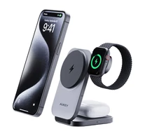 Magnetic Wireless Charger 3 in 1 MagFusion Aukey LC-MC312, 15W Qi2 (gray)
