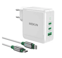 Charger MOKiN PD140W 2C1A GaN 2xUSB-C 1xUSB-A (black)
