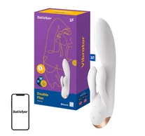 Vibrator Satisfyer Double Flex alkalmazással (fehér)