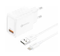 Foneng EU54 18W USB-A, 3A mains charger (White) + USB-A to Lightning cable