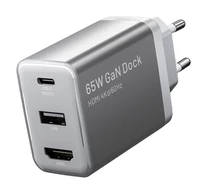 Vention FJAH0-EU USB(C+A)+HDMI GaN hálózati töltő (60W/5W/4K@60Hz) (fekete)