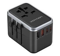 Vention FJFB0 GaN 2xUSB-C 2xUSB-A univerzális utazási adapter 65W (fekete)