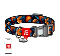 Waudog "Oranges" nylon dog collar with QR code, size S