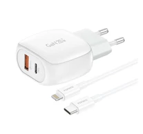 Foneng EU41 USB-C+USB-A 20W network charger + USB-C - Lightning cable (white)