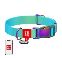 Nylon nyakörv QR kóddal WAUDOG 15 mm széles, 25-35 cm hosszú kék színben