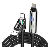 BlitzWolf BW-HDC6 4 az 1-ben USB-C/USB-A - USB-C/Lightning kábel, 1,2m, 240W, RGB (fekete)