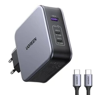 Ugreen Nexode 140W C289, GaN, 2x USB-C, USB hálózati töltő (fekete) + USB-C 2m kábel