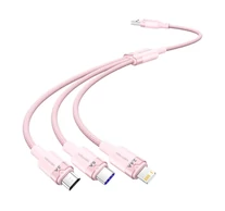 USB 2.0 A és 3 az 1-ben 6A kábel Vention CTRPG 1.5M (rózsaszín)