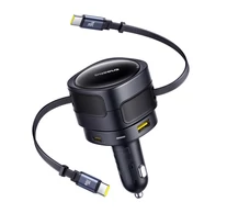 Baseus Enjoyment Max autós töltő USB-C+USB-C kábelekkel és USB-A+USB-C portokkal 90W Fekete