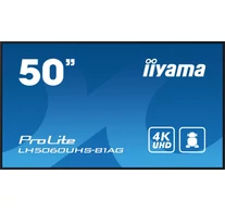 iiyama LH5060UHS-B1AG tartalomszolgáltató (signage) kijelző Álló digitális tábla 125,7 cm (49.5") LED Wi-Fi 500 cd/m² 4K Ultra HD Fekete Beépített processzor An