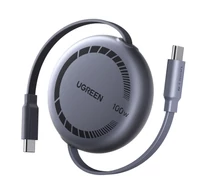 Ugreen L531 USB-C-USB-C visszahúzható kábel, Power Delivery (PD) 100W, 1m (szürke)