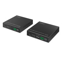 Optikai szálas HDMI hosszabbító 4K/60Hz KVM USB 1.1 IP 1G-en akár 40km/300m, max. 253 vevő, HDMI Loop-Out, Audio - készlet
