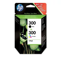 HP 300 2-pack Black/Tri-color Original Ink Cartridges tintapatron 2 db Standard teljesítmény Fekete, Cián, Magenta, Sárga
