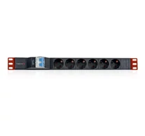 Techly I-CASE STRIP-61UD 19' 1U X6 Elosztó - Schuko aljzatok