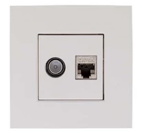 EDB02 CDN Coax TV /Data RJ45 socket, incl. central plate and cover plate 9010 Niko,Telenet/VOO