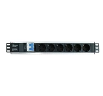 Techly I-CASE STRIP-16SH 19' Áramelosztó 1.5U X6 - Schuko aljzatok
