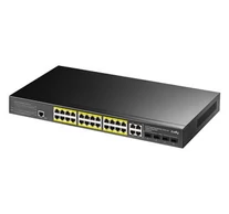 Cudy GS2028PS4 Magas teljesítményű 24 portos menedzselt Gigabit switch PoE 1U rack szereléshez