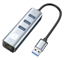 Techly IDATA USB-ETGIGA3AA USB 3.0 RJ45 Gigabit Hálózati Kártya/Adapter, 3x USB-A Hub