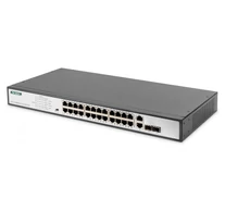 Digitus DN-95343 hálózati kapcsoló Beállítást nem igénylő (unmanaged) Fast Ethernet (10/100) Ethernet-áramellátás (PoE) támogatása 1U Fekete, Ezüst