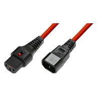 IEC C14/IEC C13 Egyenes M/F 3m Piros Tápkábel IEC LOCK-kal