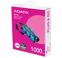 ADATA SSD Külső USB 3.2 1TB SC740, Type-C, Kék