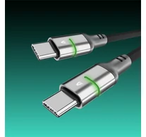 AVAX Töltőkábel STEELY LED USB-C - USB-C, 60W, 1 méter, fekete
