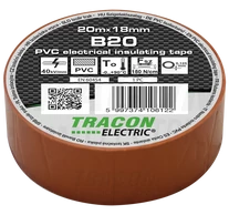 Szigetelőszalag, barna  20m×18mm, PVC, 0-90°C, 40kV/mm