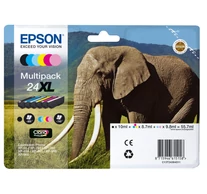 Epson Elephant C13T24384021 tintapatron 6 db Eredeti Nagy (XL) kapacitású Fekete, Cián, Világos ciánkék, Magenta, Világos magenta, Sárga