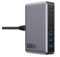 BLACKBIRD Hálózati Töltő Hordozható GAN 300W 5xUSB-C PD + 3xUSB QC, Fekete