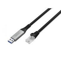 USB-A – RJ45 adapter kábel, Cat. 6A S/FTP, 1 Gbit/s, USB 3.2 Gen1, LSZH, 2 m