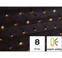 Karácsonyi fényháló, kültéri/beltéri (X22032)  230VAC, 5+3x1,5M, 220LED, 6W, 2600-2700K, IP44
