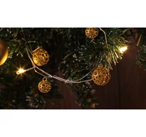 LED karácsonyi lánc,mini gömb,elemes (X22065)  Timer 6+18h,20LED, 3000K, 2xAA