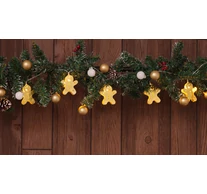 LED karácsonyi lánc, mézeskalács, fém, elemes (X22061)  Timer 6+18h,10LED, 3000K, 2xAA