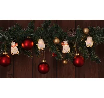 LED karácsonyi lánc, pingvin,medve, elemes (X22072)  Timer 6+18h,10LED, 3000K, 2xAA