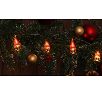 LED karácsonyi lánc, manó, elemes (X22069)  Timer 6+18h,10LED, 3000K, 2xAA