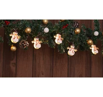 LED karácsonyi lánc, hóember,elemes (X22071)  Timer 6+18h,10LED, 3000K, 2xAA