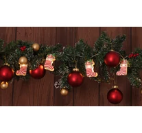 LED karácsonyi lánc, zokni, elemes (X22070)  Timer 6+18h,10LED, 3000K, 2xAA