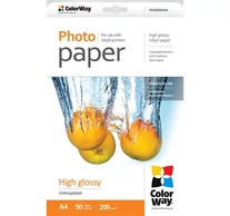 COLORWAY Fotópapír, magasfényű (high glossy), 200 g/m2, A4, 50 lap