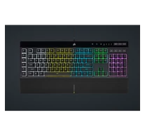 CORSAIR Vezetékes Billentyűzet Gaming, K55 RGB PRO, 6 programozható billentyű, Cseppálló, Csuklótámasz, US, fekete
