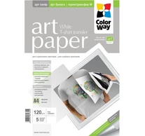 COLORWAY Fotópapír, pólóra vasalható (ART T-shirt transfer, white), 120 g/m2, A4, 5 lap