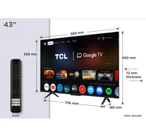 TCL P7K 43P7K TV 109.2 cm (43") 4K Ultra HD Smart TV Wi-Fi Metallic 430 cd/m²