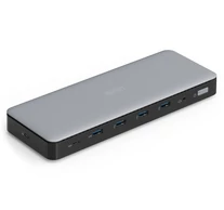 13-portos USB-C dokkoló állomás, max. 4K/60Hz HDR-rel, HDMI, DP, max. 3 monitor (MST), USB-C 3.2 Gen 2, Gigabit Ethernet (max. 2.5G), Audio, DC 150W