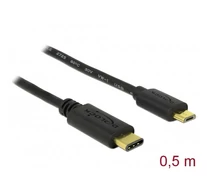 DELOCK kábel USB 2.0 Type-C male > USB 2.0 Type Micro-B male 0.5m fekete